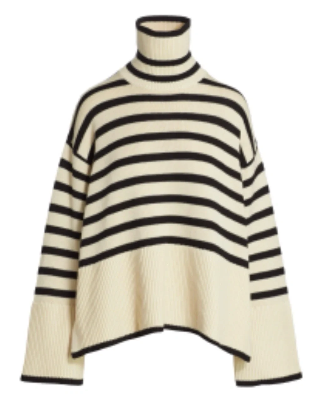 Toteme Turtleneck Striped Boxy Sweater - Cream/Black